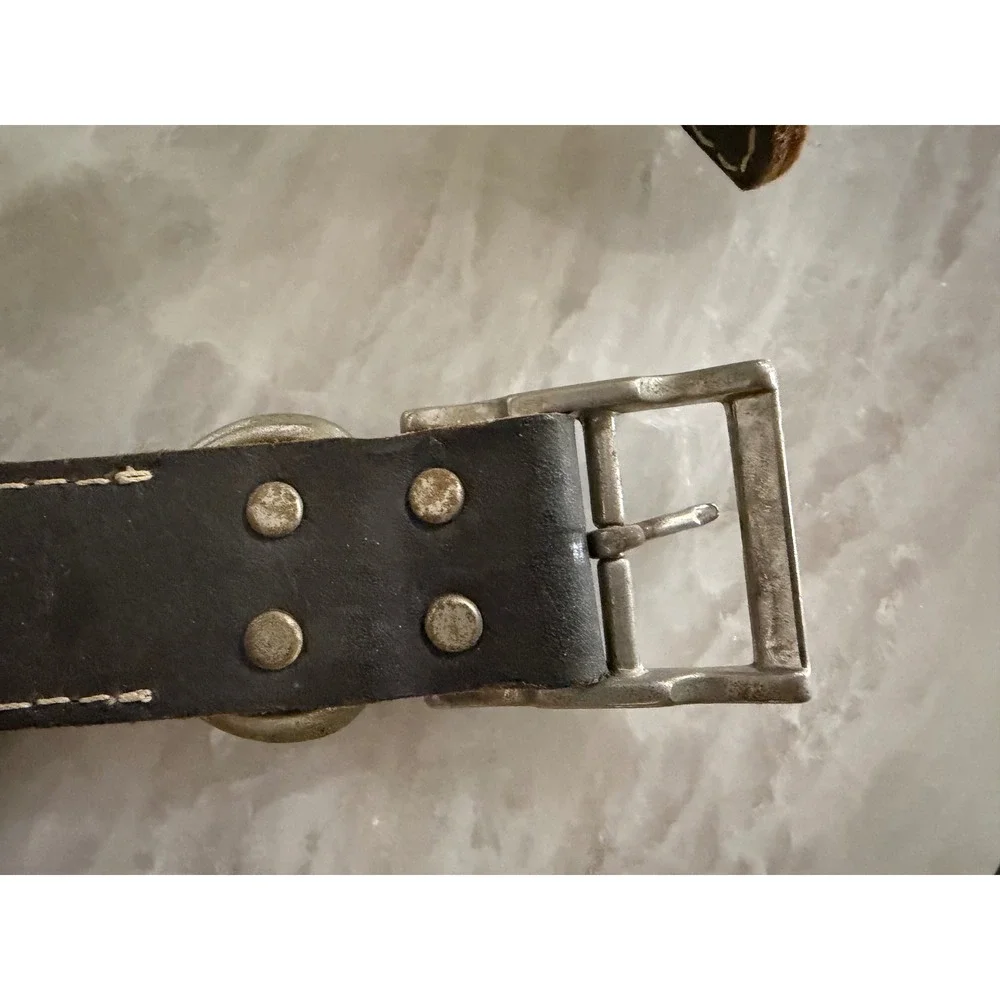 Mustang Studded Spiked Leather Dog Collar Brown